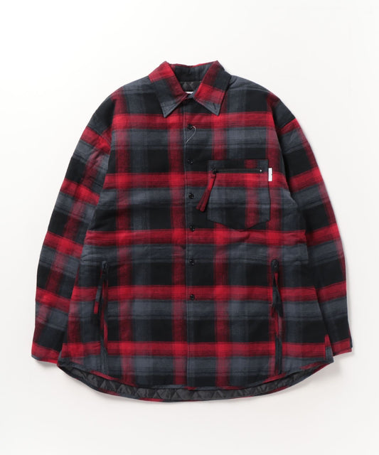 Padded retro shirt jac - gray/red