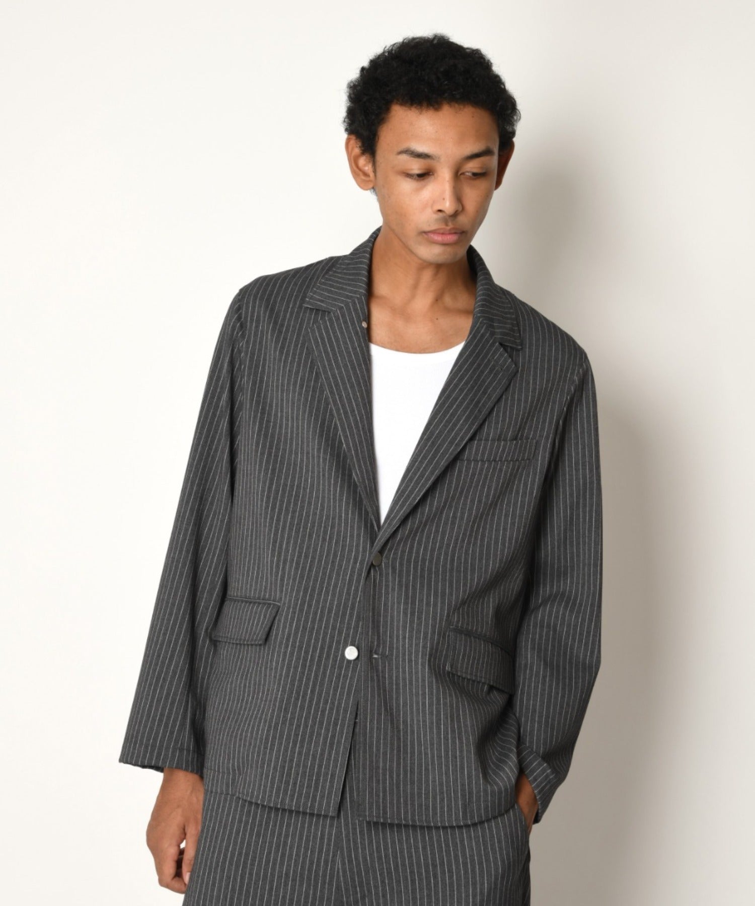 TR Pinstripe Jacket - gray/white