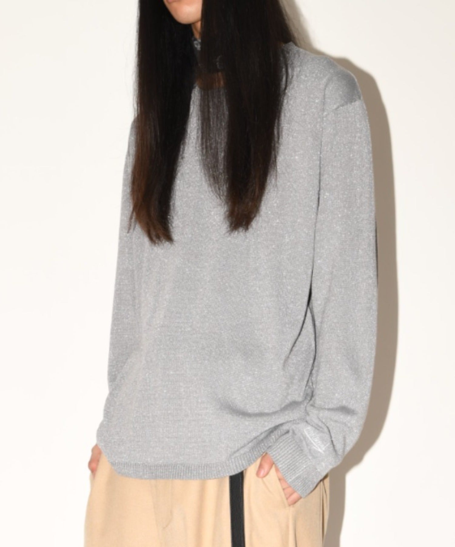 Glitter mix long-sleeve knit - gray mix