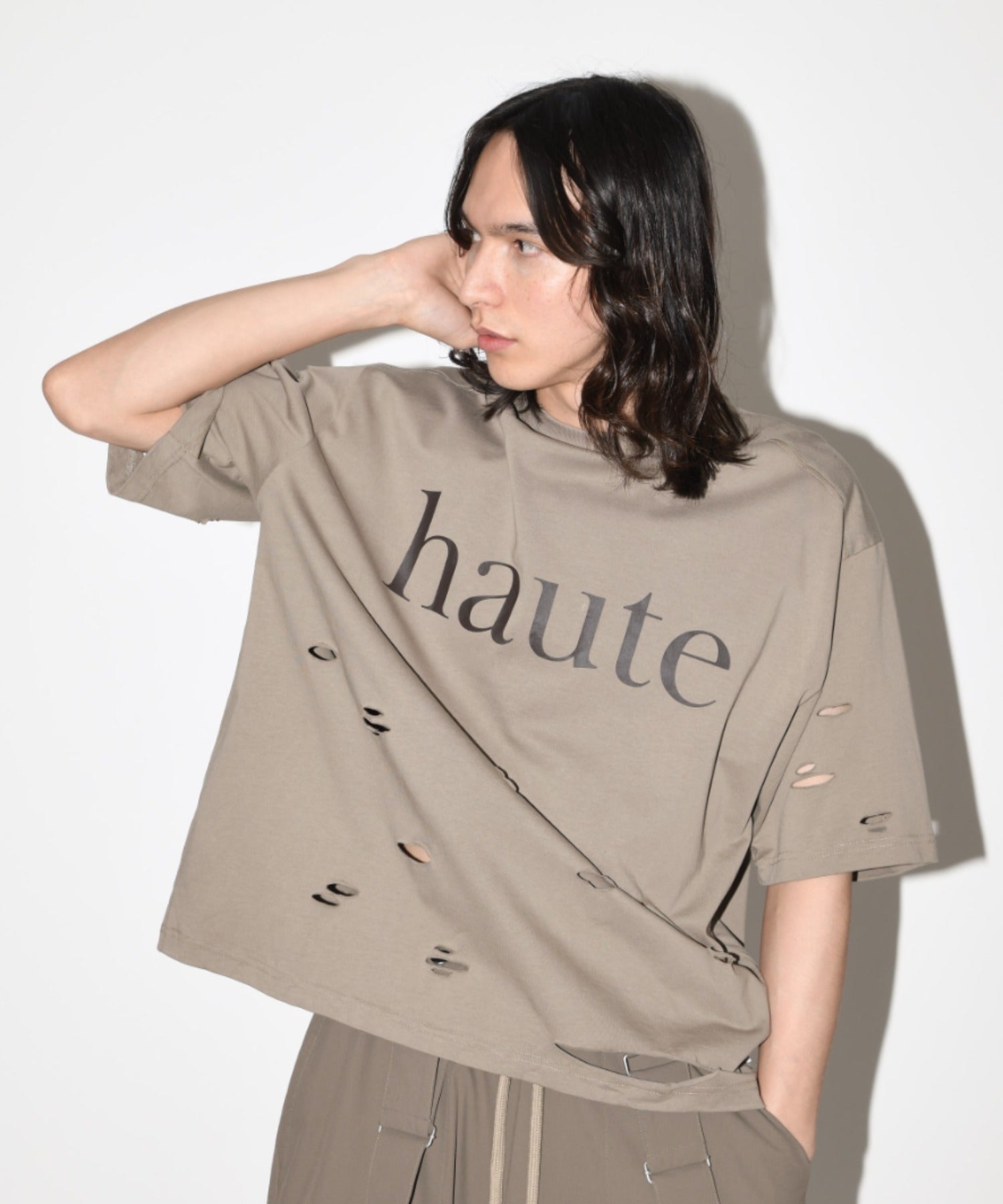 ”haute"damage S/S T-shirt - khaki