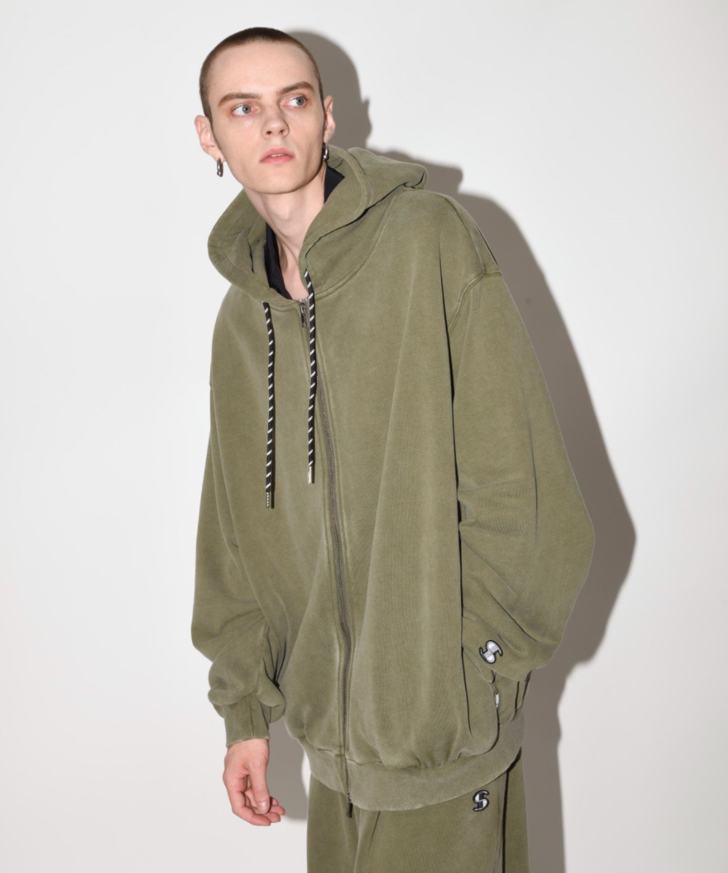 Zip sweat hoodie - khaki