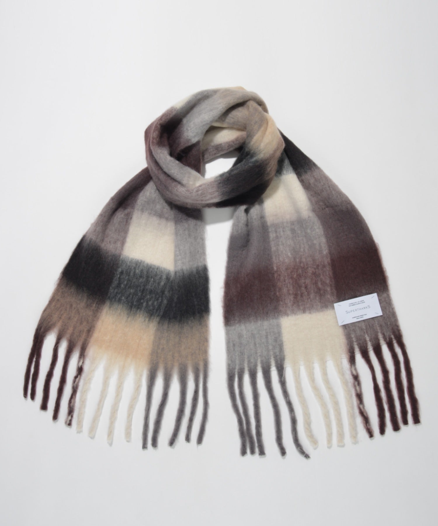 Big muffler (Block check) - maroon/gray
