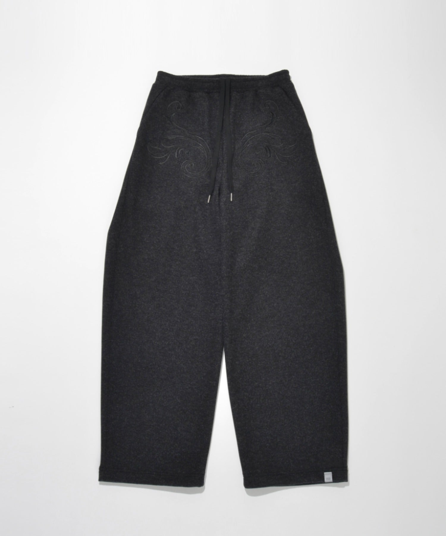 Stretch wool like Side-tuck balloon pants - mix black
