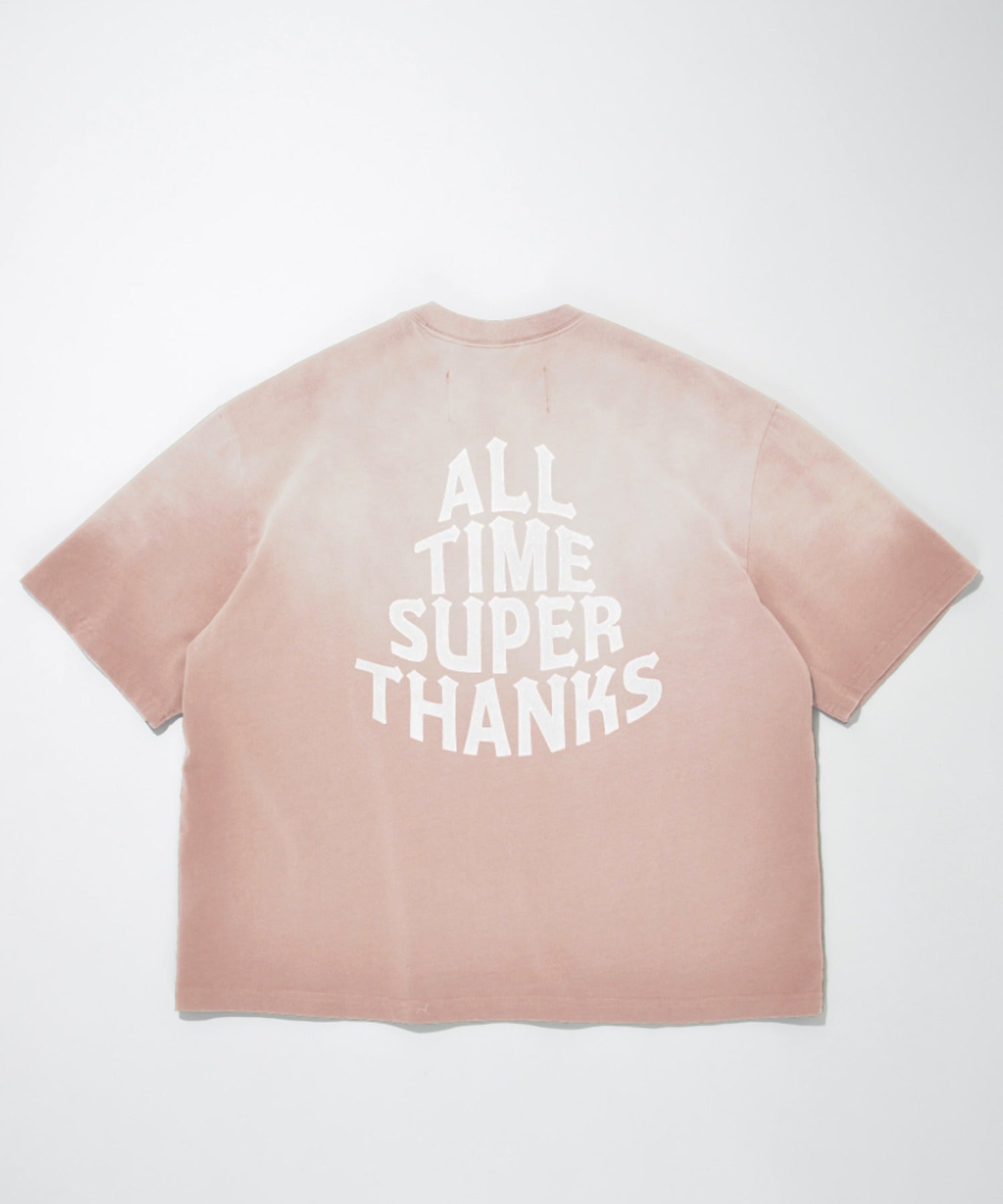 Sun faded Flocky print Sweat S/S T-shirt - pink