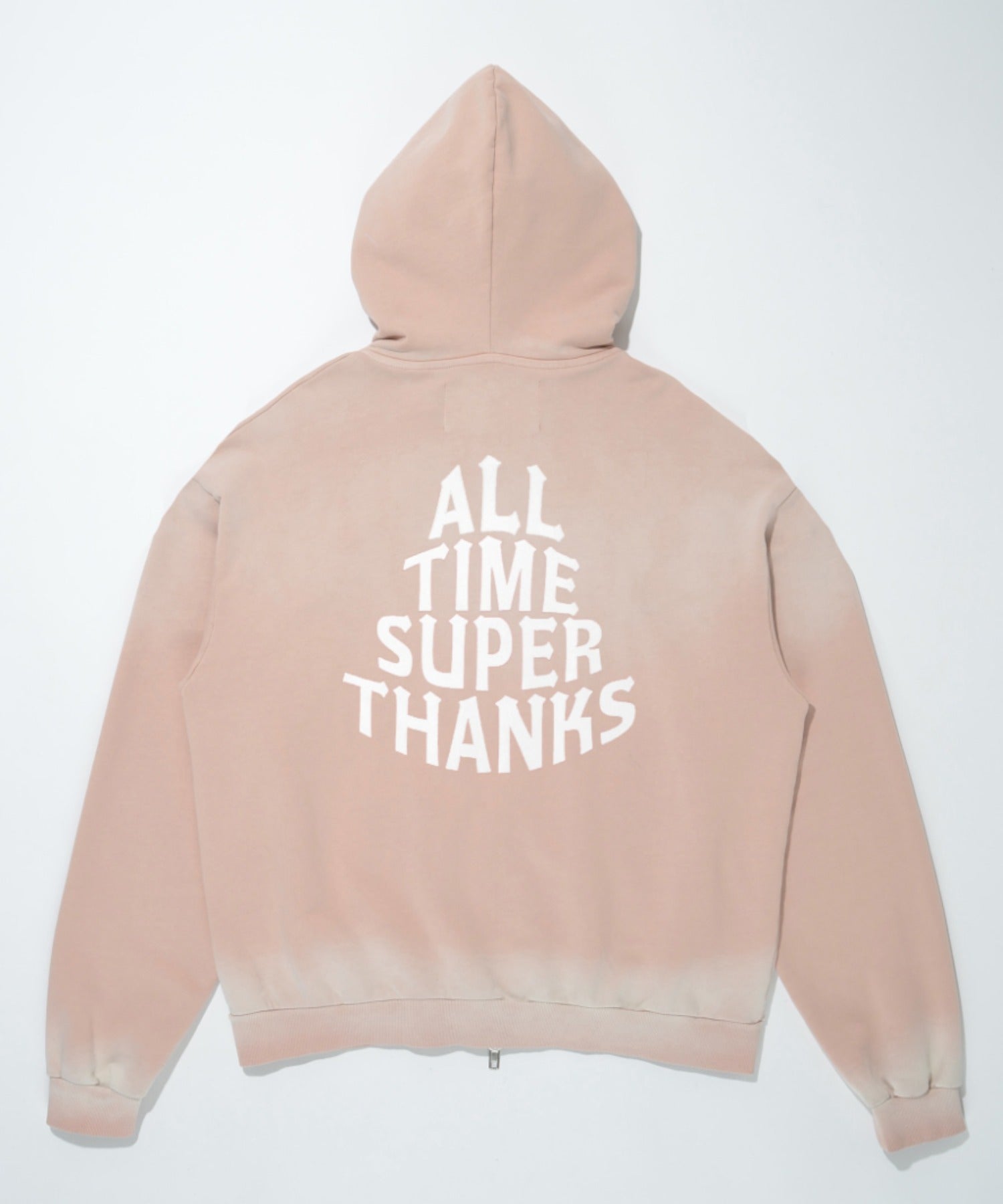 Sun faded Flocky print Zip-Hoodie Sweat - pink