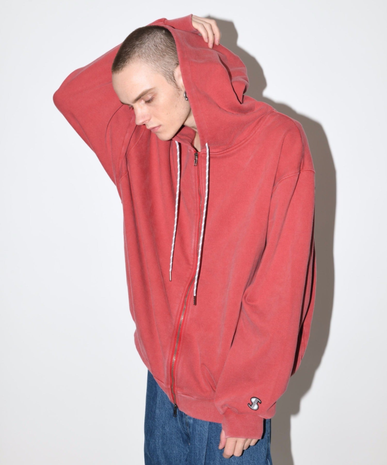 Zip sweat hoodie - red